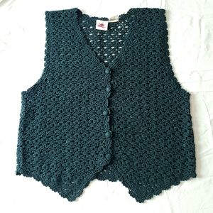 Vintage Sweater Vest, Forest Green, Size S…